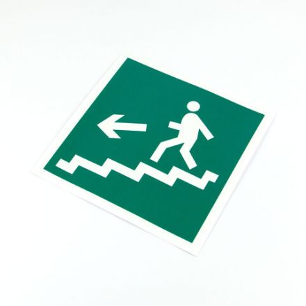 Знак "Направление к эвакуационному выходу по лестнице вниз, налево", КОМПЛЕКТ 5 штук, 200х200 мм, фотолюминесцентный, E14, Е14 Знак "Направление к эвакуационному выходу по лестнице вниз, налево", КОМПЛЕКТ 5 штук, 200х200 мм, фотолюминесцентный, E14, Е14