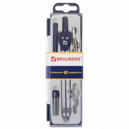 Готовальня BRAUBERG "Student Oxford", 5 предметов: циркуль 140 мм, 2 вставки, держатель, грифель, 210337 Готовальня BRAUBERG "Student Oxford", 5 предметов: циркуль 140 мм, 2 вставки, держатель, грифель, 210337