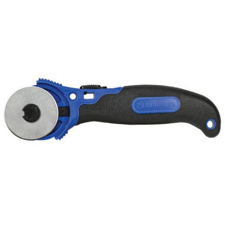 Нож раскройный роликовый 45 мм BRAUBERG, круглое лезвие, резиновые вставки, 237162 Нож раскройный роликовый 45 мм BRAUBERG, круглое лезвие, резиновые вставки, 237162