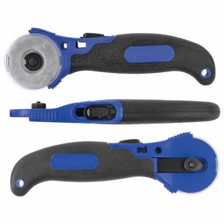 Нож раскройный роликовый 45 мм BRAUBERG, круглое лезвие, резиновые вставки, 237162 Нож раскройный роликовый 45 мм BRAUBERG, круглое лезвие, резиновые вставки, 237162