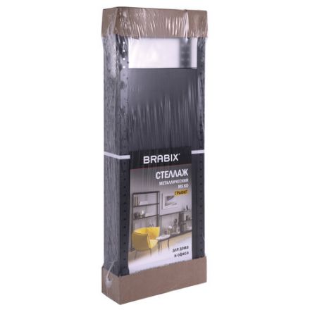 Стеллаж металлический BRABIX "ГРАФИТ MS KD-195/60-6", лофт, 1950х1000х600 мм, 6 полок, 291274, S240BR246693