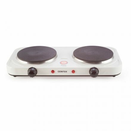 Настольная электрическая плита CENTEK CT-1507, 2000 Вт, 2 конфорки, 5 режимов нагрева, белая