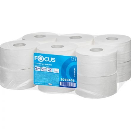 Бумага туалетная д/дисп Focus Jumbo Optimum 2сл белцел150м 12рул/уп 5060405