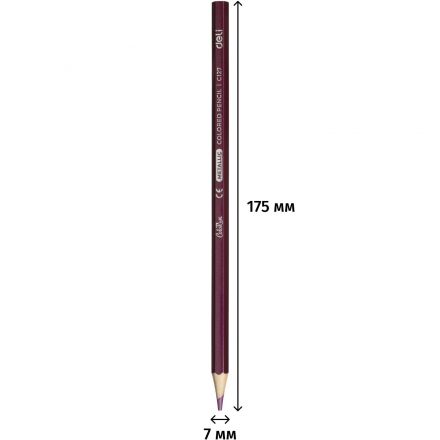 Карандаши цветные Deli EC127-12, металлик, грифель 3.0 мм, дерево, 12цв/наб