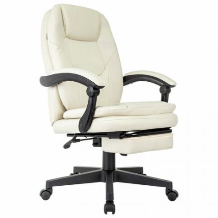 Кресло офисное CH-868N-BF, синхромеханизм, подставка для ног, экокожа, бежевое, 2018357 Кресло офисное CH-868N-BF, синхромеханизм, подставка для ног, экокожа, бежевое, 2018357