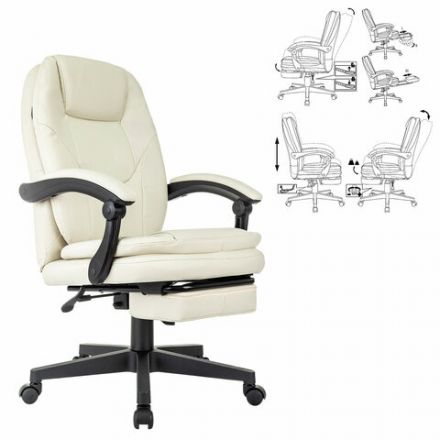 Кресло офисное CH-868N-BF, синхромеханизм, подставка для ног, экокожа, бежевое, 2018357 Кресло офисное CH-868N-BF, синхромеханизм, подставка для ног, экокожа, бежевое, 2018357