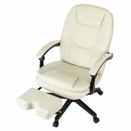 Кресло офисное CH-868N-BF, синхромеханизм, подставка для ног, экокожа, бежевое, 2018357 Кресло офисное CH-868N-BF, синхромеханизм, подставка для ног, экокожа, бежевое, 2018357