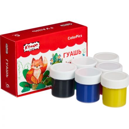 Гуашь №1 School ColorPics набор 6 цв, 20 мл Гуашь №1 School ColorPics набор 6 цв, 20 мл