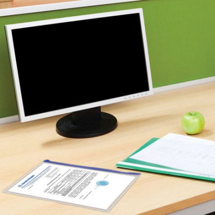 Папка-конверт на молнии А4 (230х333 мм), прозрачная, молния синяя, 0,11 мм, BRAUBERG, 221010 Папка-конверт на молнии А4 (230х333 мм), прозрачная, молния синяя, 0,11 мм, BRAUBERG, 221010