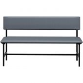 Банкетка UD_со спинкой Берта+ БМ-6 1500 карк. черн к/з К-28 серый