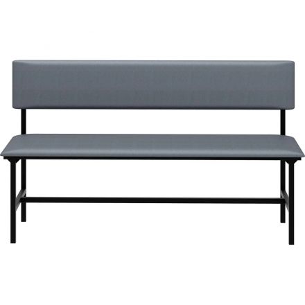 Банкетка UD_со спинкой Берта+ БМ-6 1500 карк. черн к/з К-28 серый Банкетка UD_со спинкой Берта+ БМ-6 1500 карк. черн к/з К-28 серый