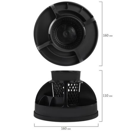 Подставка-органайзер STAFF "Attraction", 9 отделений, вращающаяся, черная, 238319