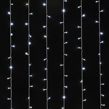 Электрогирлянда-занавес комнатная "Штора" 3х2 м, 144 LED, холодный белый свет, 220 V, ЗОЛОТАЯ СКАЗКА, 591351