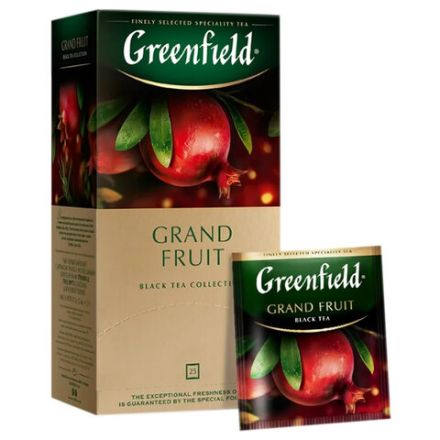 Чай GREENFIELD "Grand Fruit" черный с гранатом, гибискусом, розмарином, 25 пакетиков в конвертах по 1,5 г, 1387-10 Чай GREENFIELD "Grand Fruit" черный с гранатом, гибискусом, розмарином, 25 пакетиков в конвертах по 1,5 г, 1387-10