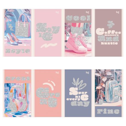 Блокнот А6 32л., на скрепке BG "Блестящий стиль", блестки Блокнот А6 32л., на скрепке BG "Блестящий стиль", блестки