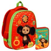 Ранец Мульти-Пульти "Чебурашка" 39*30*18см, 2 отделения, 2 кармана, анатомическая спинка, пенал в комплекте Ранец Мульти-Пульти "Чебурашка" 39*30*18см, 2 отделения, 2 кармана, анатомическая спинка, пенал в комплекте