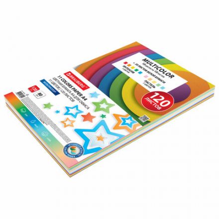 Бумага цветная 11 цветов BRAUBERG MULTICOLOR, А4, 80 г/м2, 120 л. (10 цветов x 10 листов + 20 белых листов), 116012 Бумага цветная 11 цветов BRAUBERG MULTICOLOR, А4, 80 г/м2, 120 л. (10 цветов x 10 листов + 20 белых листов), 116012
