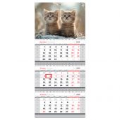 Календарь квартальный 3 бл. на 3 гр., 195*445 мм BG Mini "Котята", с бегунком, 2026г.