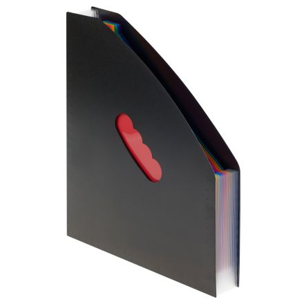 Лоток-органайзер для хранения документов СТАММ А4, 13 отделений,  черный