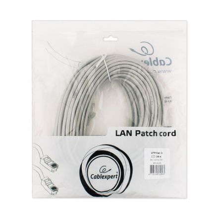 Кабель (патч-корд) UTP 5Е категория, RJ-45, 20 м, CABLEXPERT, для подключения по локальной сети LAN, PP12-20M