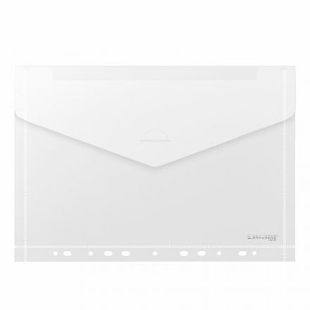 Папка-конверт с перфорацией А4, BRAUBERG "UNIVERSAL", КОМПЛЕКТ 10 шт., прозрачная, 0,15 мм, 273078