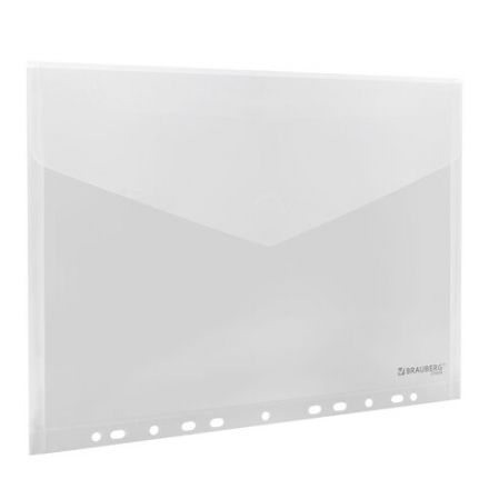 Папка-конверт с перфорацией А4, BRAUBERG "UNIVERSAL", КОМПЛЕКТ 10 шт., прозрачная, 0,15 мм, 273078