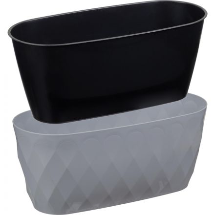 Горшок д/цветов Laurel 354х152х150мм,5л с дренажной вставк(сер),221611135 Горшок д/цветов Laurel 354х152х150мм,5л с дренажной вставк(сер),221611135