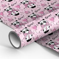 Упаковочная бумага глянц. 70*100см, MESHU "PandaGift_Pink", 80г/м2