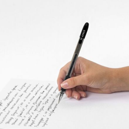 Ручка гелевая с грипом STAFF "Basic" GP-677, ЧЕРНАЯ, корпус тонированный, узел 0,5 мм, линия письма 0,35 мм, 143677 Ручка гелевая с грипом STAFF "Basic" GP-677, ЧЕРНАЯ, корпус тонированный, узел 0,5 мм, линия письма 0,35 мм, 143677