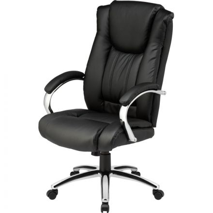 Кресло BN_Dt_EChair-561 TR рец. кожа черная, хром Кресло BN_Dt_EChair-561 TR рец. кожа черная, хром