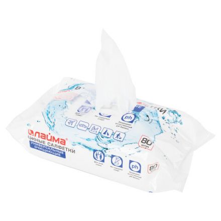 Салфетки влажные 80 шт., УНИВЕРСАЛЬНЫЕ, очищающие для всей семьи, LAIMA, 128080