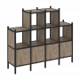Loft Прямой стеллаж наборный VR.L-16 Тиквуд тёмный/Чёрный металл 1694*446*1458