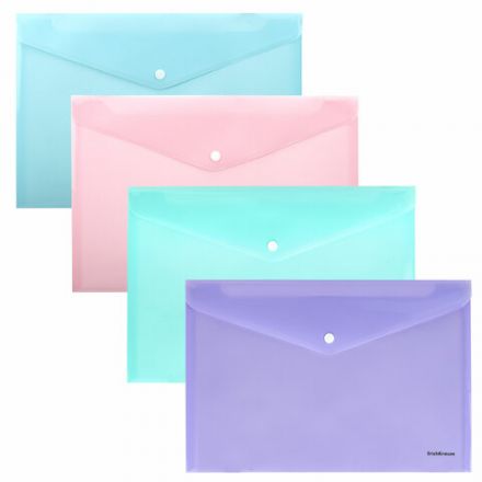 Папка-конверт с кнопкой ERICH KRAUSE "Diagonal Pastel", А4, до 120 л., непрозрачная, ассорти, 0,18 мм, 50322 Папка-конверт с кнопкой ERICH KRAUSE "Diagonal Pastel", А4, до 120 л., непрозрачная, ассорти, 0,18 мм, 50322
