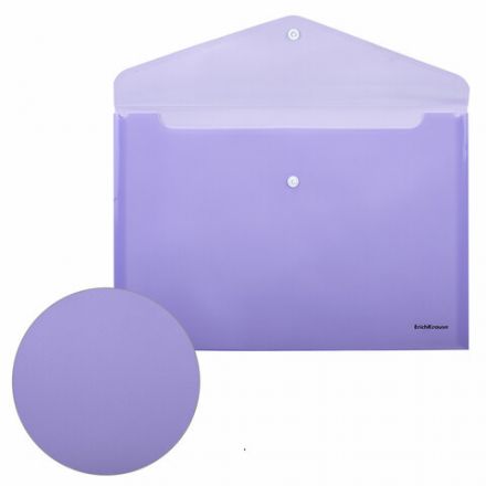 Папка-конверт с кнопкой ERICH KRAUSE "Diagonal Pastel", А4, до 120 л., непрозрачная, ассорти, 0,18 мм, 50322 Папка-конверт с кнопкой ERICH KRAUSE "Diagonal Pastel", А4, до 120 л., непрозрачная, ассорти, 0,18 мм, 50322