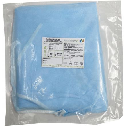 Халат хирург. стер, рук.рез, дл.140 см, р.54-56, пл.25, смс, 1шт Халат хирург. стер, рук.рез, дл.140 см, р.54-56, пл.25, смс, 1шт