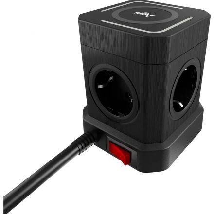 Сетевой фильтр AGNI  4р/2м,черный, 3USB + 1Type-C (TP-VE4U5E-C-W-2m-black)