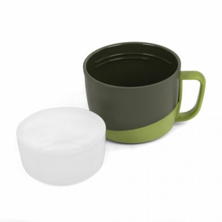 Термос классический, нержавеющая сталь, 2 л, черно-оливковый, 2 кружки, ручка + ремешок, TAIGARU (ТАЙГАРУ), 608816