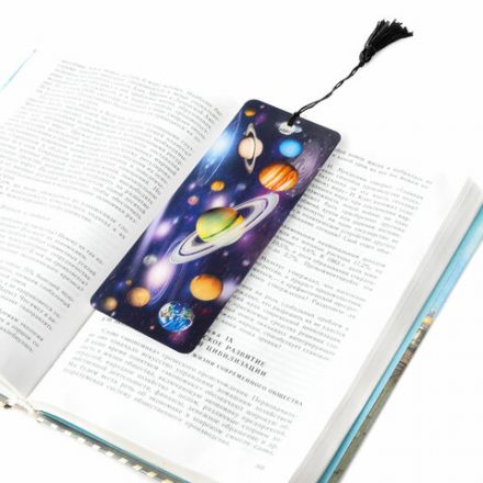 Закладка для книг с линейкой 3D-ОБЪЕМНАЯ BRAUBERG, "Вселенная", с декоративным шнурком, 125757 Закладка для книг с линейкой 3D-ОБЪЕМНАЯ BRAUBERG, "Вселенная", с декоративным шнурком, 125757