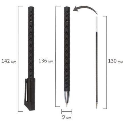 Ручка шариковая масляная BRAUBERG "Orient", ЧЕРНАЯ, корпус черный, игольчатый узел 0,7 мм, линия письма 0,35 мм, 143000 Ручка шариковая масляная BRAUBERG "Orient", ЧЕРНАЯ, корпус черный, игольчатый узел 0,7 мм, линия письма 0,35 мм, 143000