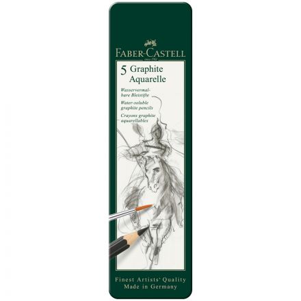 УЦЕНКА - Набор карандашей ч/г акварельных Faber-Castell "Graphite Aquarelle", 5шт., HB-8B, заточ., метал. короб (осн 285938)