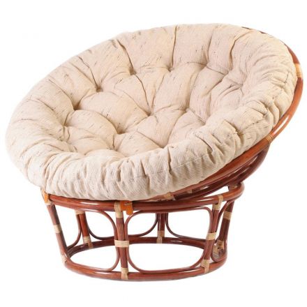 Кресло Папасан/Papasan (23/01 W) /с подушкой и ремешками/ диаметр подушки 129см, 115х101х104см, коньячный, ткань старт