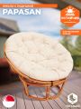Кресло Папасан/Papasan (23/01 W) /с подушкой и ремешками/ диаметр подушки 129см, 115х101х104см, коньячный, ткань старт