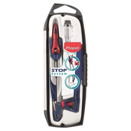 Готовальня MAPED (Франция) "Stop System", 3 предмета, ударопрочный пенал с европодвесом, 196100 Готовальня MAPED (Франция) "Stop System", 3 предмета, ударопрочный пенал с европодвесом, 196100