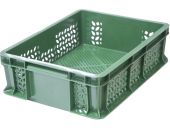 Ящик 400х300х120 перфорированный, с внешней ручкой  зелёный