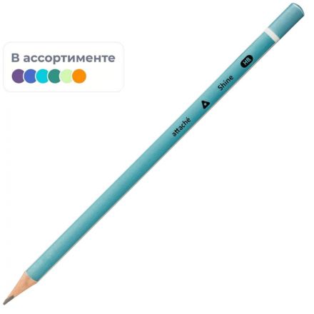 Карандаш чернографитный Attache, трехгранный, б/ласт, ассорти
