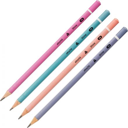 Карандаш чернографитный Attache, трехгранный, б/ласт, ассорти