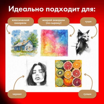 Бумага для акварели 300 г, 270x390 мм, среднее зерно, 10 листов, BRAUBERG ART PREMIERE, 115335 Бумага для акварели 300 г, 270x390 мм, среднее зерно, 10 листов, BRAUBERG ART PREMIERE, 115335