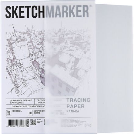 Калька А4 для печати и творчества, 110 г/м2, 100 листов, SKETCHMARKER, SM17120