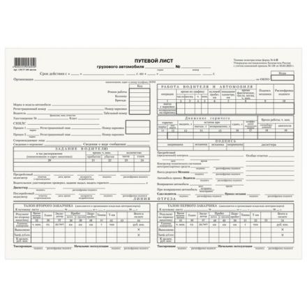 Бланк бухгалтерский типографский "Путевой лист грузового автомобиля с талоном", А4 (198х275 мм), СПАЙКА 100 шт., 130137 Бланк бухгалтерский типографский "Путевой лист грузового автомобиля с талоном", А4 (198х275 мм), СПАЙКА 100 шт., 130137