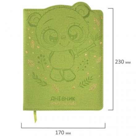 Дневник 1-4 класс 48 л., кожзам (твердая с поролоном), фигурный край, фольга, ЮНЛАНДИЯ, "Панда", 106182